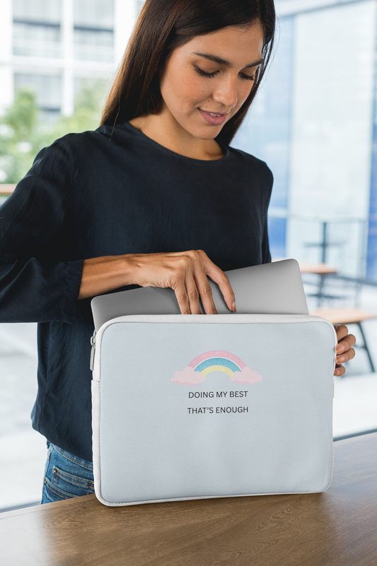 Doing My Best That’s Enough – Pastel Rainbow Mental Health Laptop Sleeve (13" / 15")